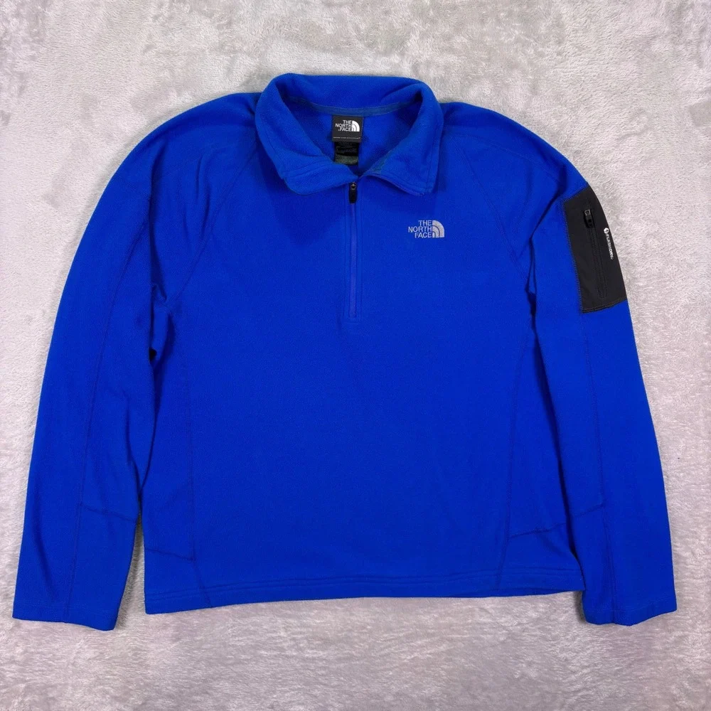 The North Face Mens 1/4 Zip Fleece Sz Large Blue FlashDry Pullover A3ZX F13